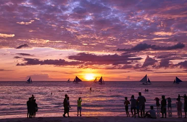Photo sur Plexiglas Plage blanche de Boracay Beautiful sunset on Boracay white beach, Philippines