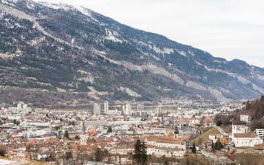 Obraz premium Chur, Altstadt, Stadt, Kirche, Winter, Alpen, Graubünden, Schweiz