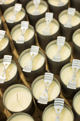 Rows of White Homemade Candles