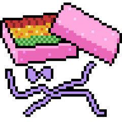 Fototapeta premium vector pixel art gift box present open