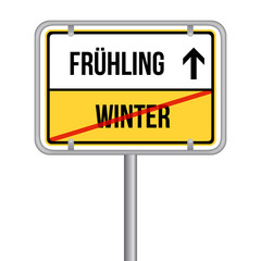 Frühling statt Winter Schild - Frühlingsanfang Isoliert Vektor Eps10.