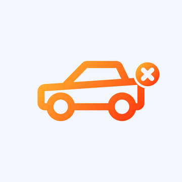 Car icon with cancel sign. Car icon and close, delete, remove symbol