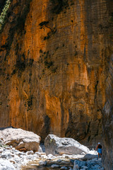 Fototapeta na wymiar Hiking path through Samaria Gorge in Central Crete