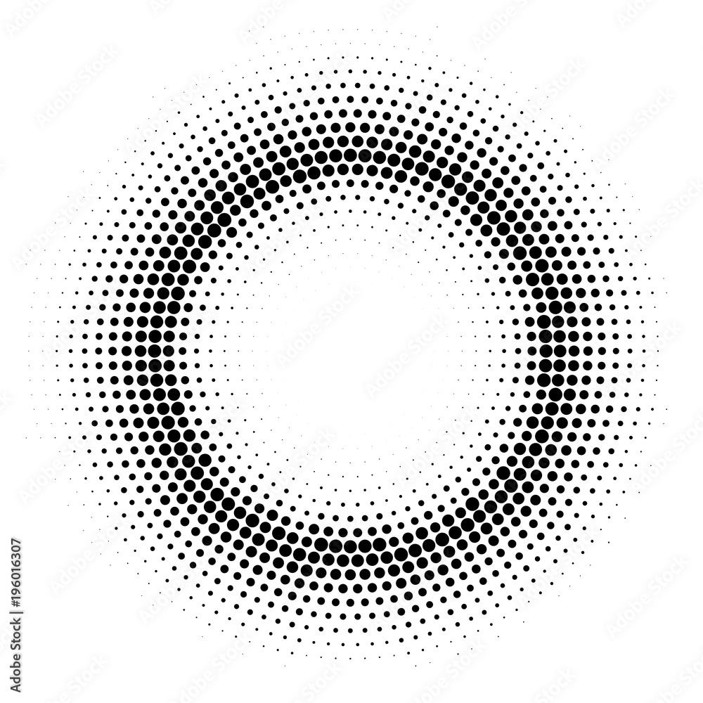 Wall mural halftone effect circle frame. vector round gradient