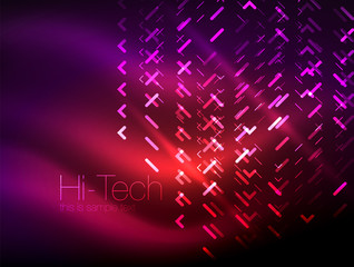 Futuristic neon lights on dark background, digital abstract techno backgrounds