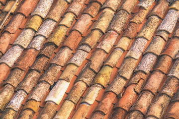 Old tiled roof, background, texture