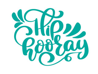Fototapeta na wymiar Hip hooray vector text greeting and birthday card. A phrase for celebrations and congratulations. Vector isolated illustration brush calligraphy, hand lettering