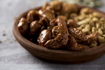 assortment of garrapinadas, spanish candied nuts