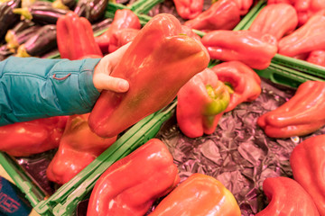 Woman's hand holding red pepper