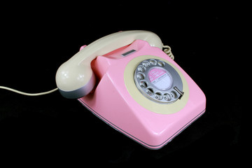 Very Retro Pink and White Vintage Telephone and Receiver 