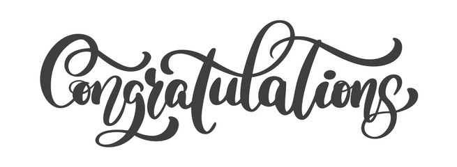 Hand written Congratulations calligraphy text, vector Lettering. Calligraphic banner