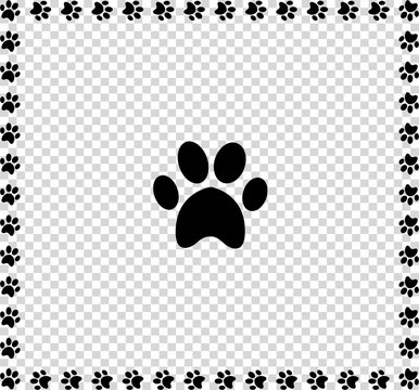 Black animal s paw print icon framed with paws