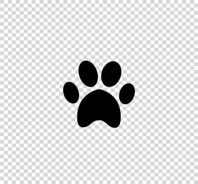 Black animal pawprint icon isolated on transparent background.