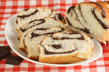 sliced chocolate brioche