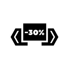 30 percent off. Black Friday. Flat Vector Icon. Simple black symbol on white background