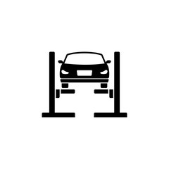 Car Lift. Filled Car Service. Flat Vector Icon. Simple black symbol on white background