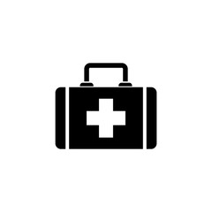 Obraz premium First Aid Kit. Flat Vector Icon. Simple black symbol on white background