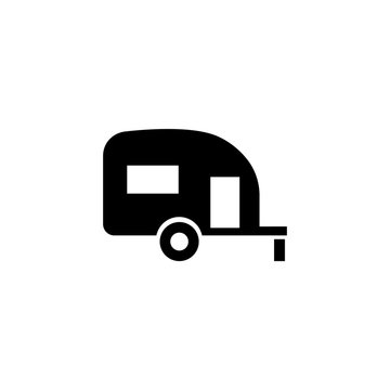 Caravan Trailer Home. Flat Vector Icon. Simple black symbol on white background