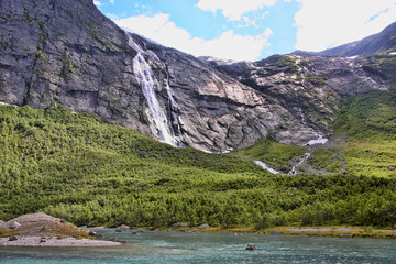 Naklejka na ściany i meble The beauty of Norwegian waterfalls