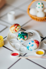 Close up of painted easter eggs 