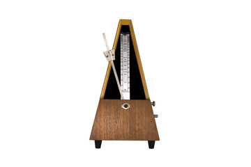 Vintage Metronome Isolated On White Background. Musical Equipment