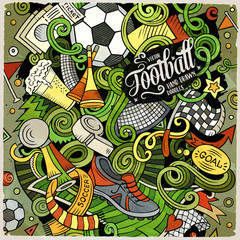 Fototapeta premium Cartoon vector doodles Football illustration