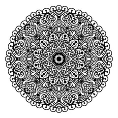 Black and white mandala vector isolated on white. Vector hand drawn circular decorative element.
