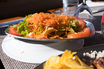 fresh vegetable salad on dish