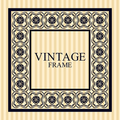 Vintage border frame with retro ornamental pattern. Template for design. Vector illustration
