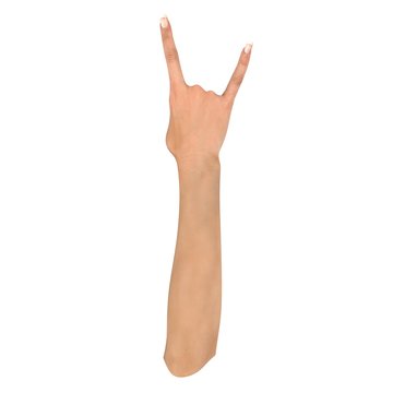 Female Devil hand sign on white. 3D illustration