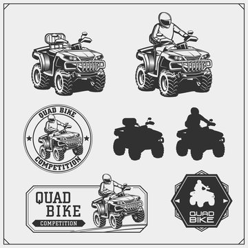 Set of Quad bike competition emblems, labels and design elements.