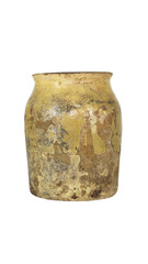 Vintage Old Painted Clay Jug Isolated on White Background