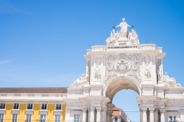Fototapeta na wymiar Historical old comercio plaza details background, Lisbon