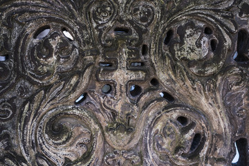 Medieval old stone pattern with carvings