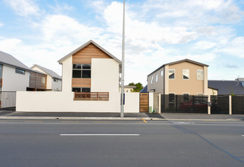 Modern townhome side the road in New Zealand