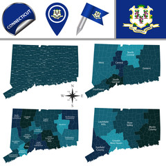 Map of Connecticut with Regions