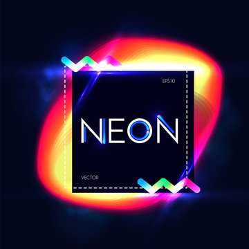 Abstract Trendy Shining Neon Banner. Colorful Cover and Poster Pemplate.