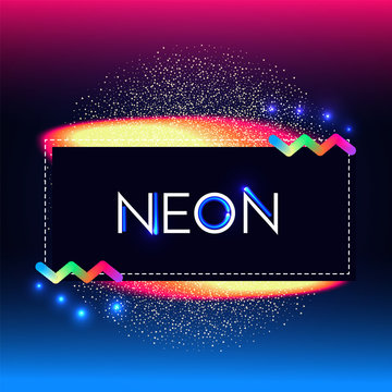 Abstract Trendy Shining Neon Banner. Colorful Cover and Poster Pemplate.