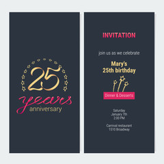 25 years anniversary invitation vector