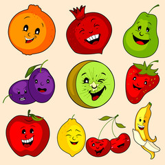 Different variety of fresh Fruit on isolated background