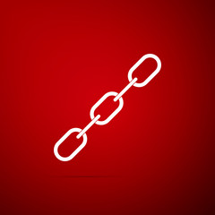 Chain link icon isolated on red background. Link single. Flat design. Vector Illustration