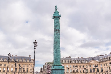 Fototapeta na wymiar Paris, place Vendome, the column and beautiful buildings in background 