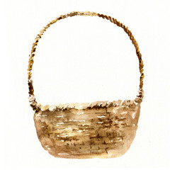 Wicker basket on white background