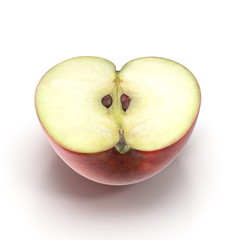 Half Red apple isolated on the white. 3D illustration