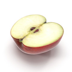 Half Red apple isolated on the white. 3D illustration