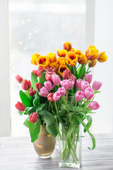 bouquet of tulips on a light background