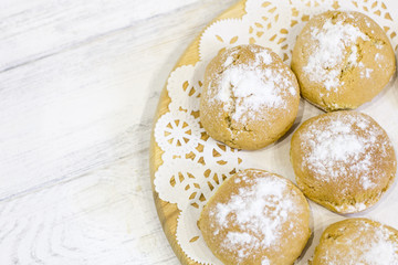 Bread. Bake (baking). Fresh rolls with sprinkling