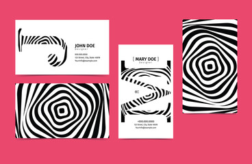 Set of Creative 90x50 Business Card Template. Black and white Colors. Font as illustration. Vector graphic.