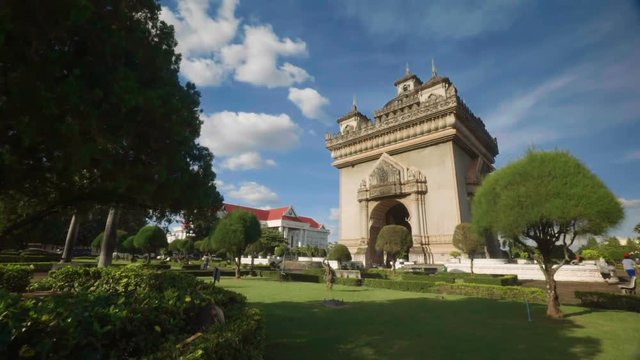 View of Patuxai - Arch of Triumph of Vientiane in Laos