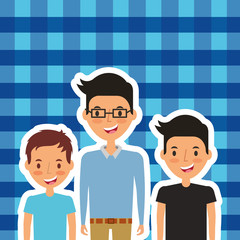 people characters male happy on squared background vector illustration